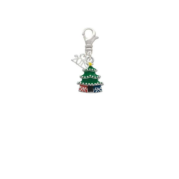 1.22 in x 0.55 in Sterling Silver Antiqued Christmas Tree Charm Pendant 